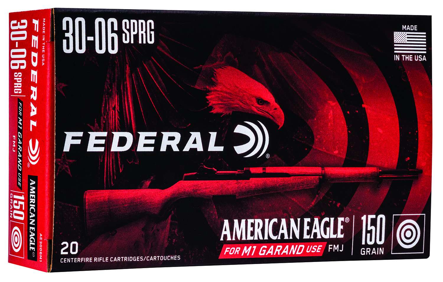 FED AMERICAN EAGLE 30-06 150GR FMJ GARAND 20/10 - Sale